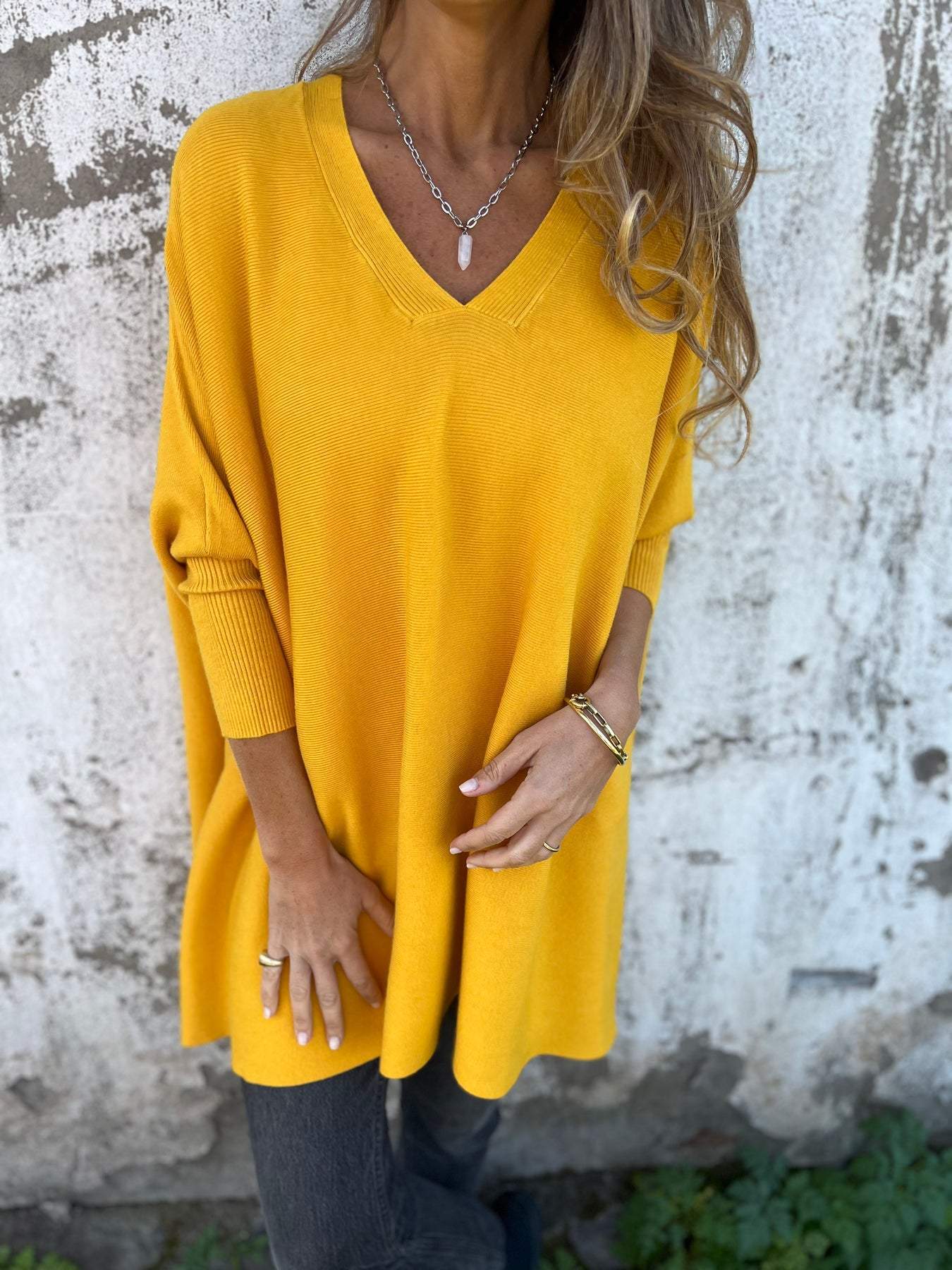 Grace™ - Maglione lavorato a maglia con scollo a V e maniche lunghe