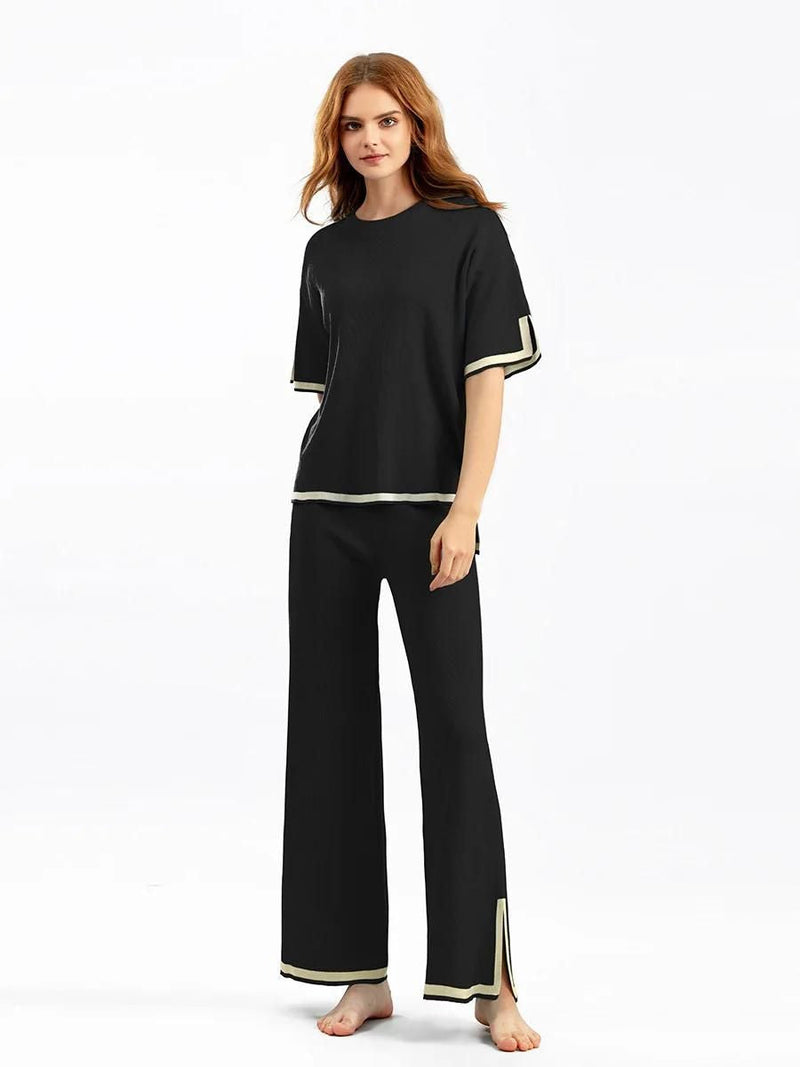 Charlotte™ - Elegante Set Co-Ord in Seta Ghiacciata a Maniche Corte