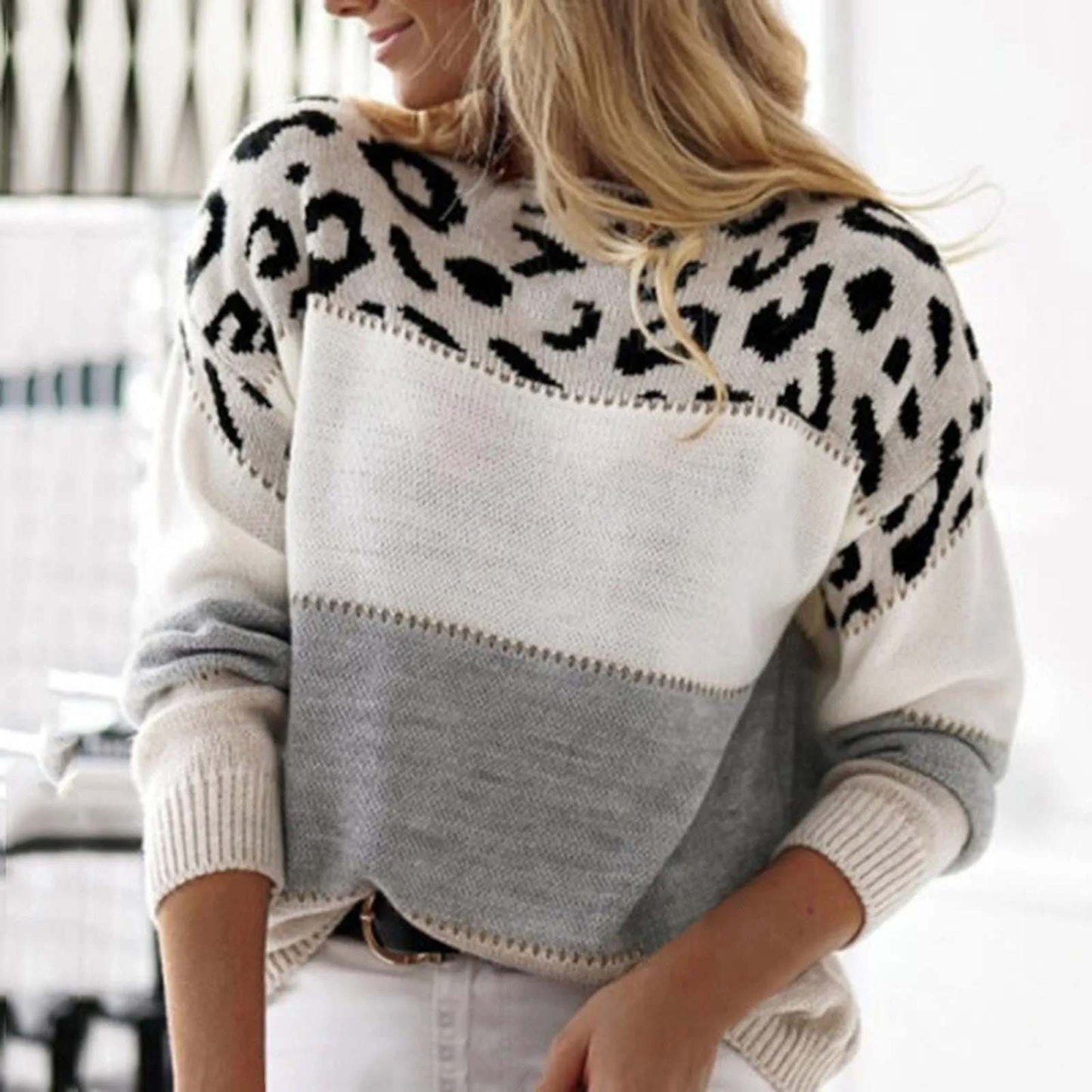 Penelope™ - Maglione alla Moda con Stampa Leopardata