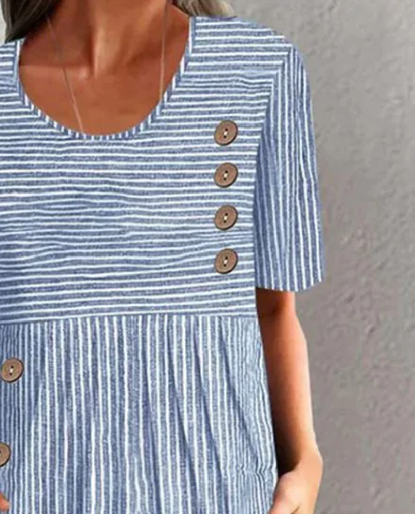 Finley - Abito Midi Classico a Righe con Bottoni