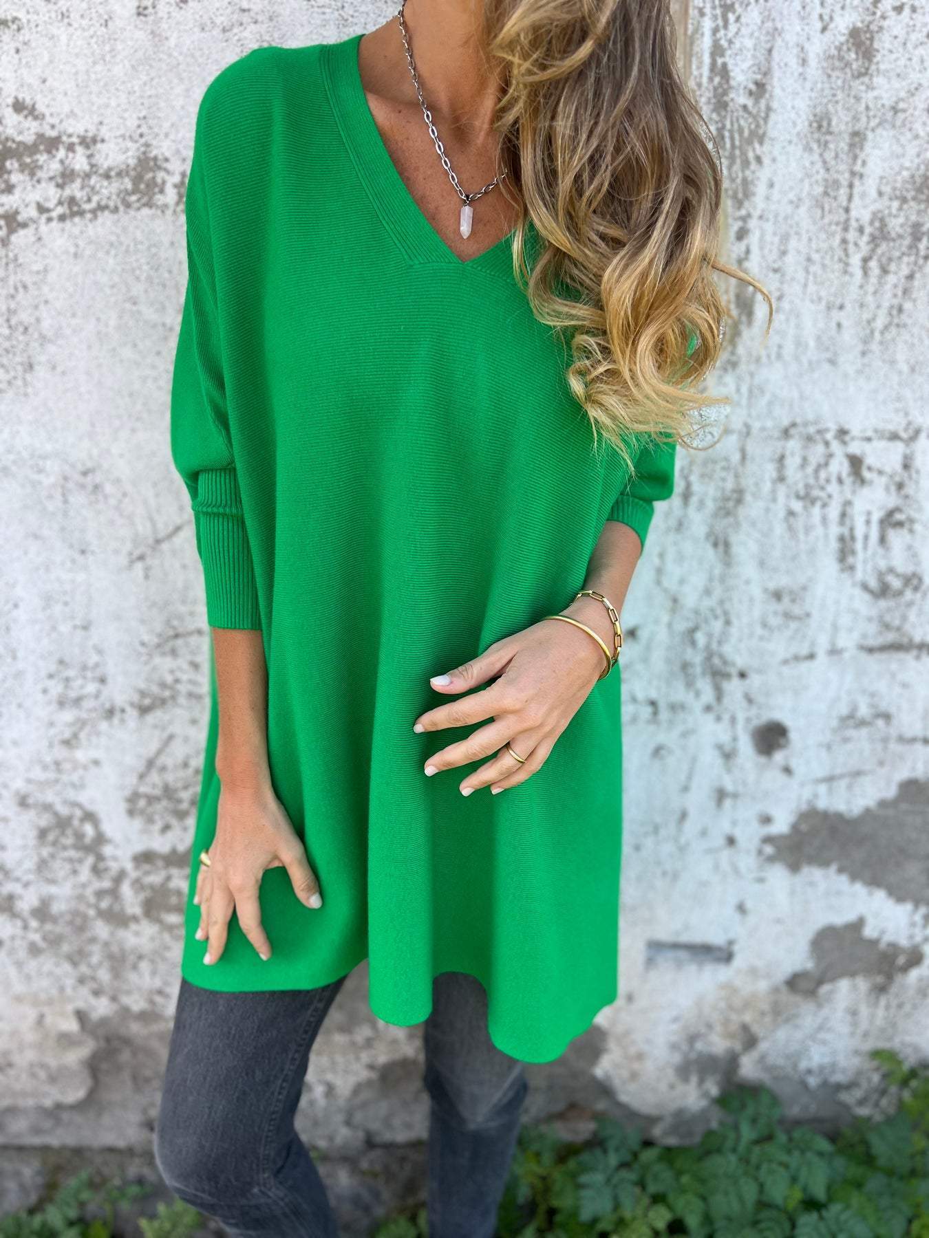 Grace™ - Maglione lavorato a maglia con scollo a V e maniche lunghe