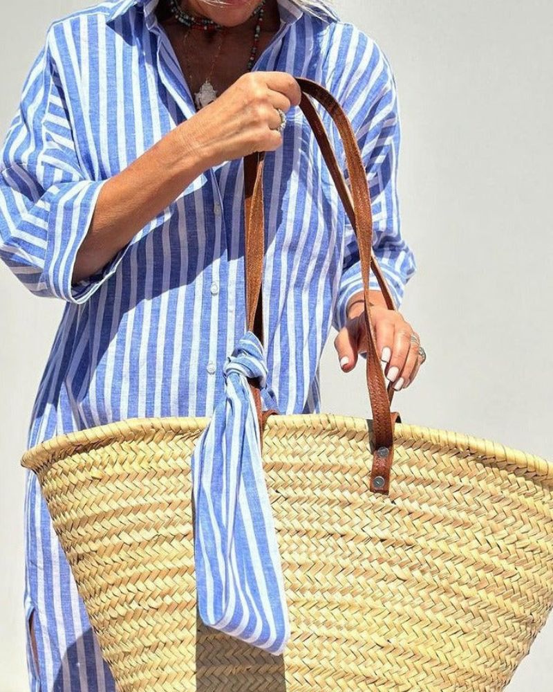 SERENA™ | Abito Camicia Stripes con Eleganti Lacci