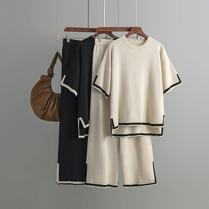 Charlotte™ - Elegante Set Co-Ord in Seta Ghiacciata a Maniche Corte