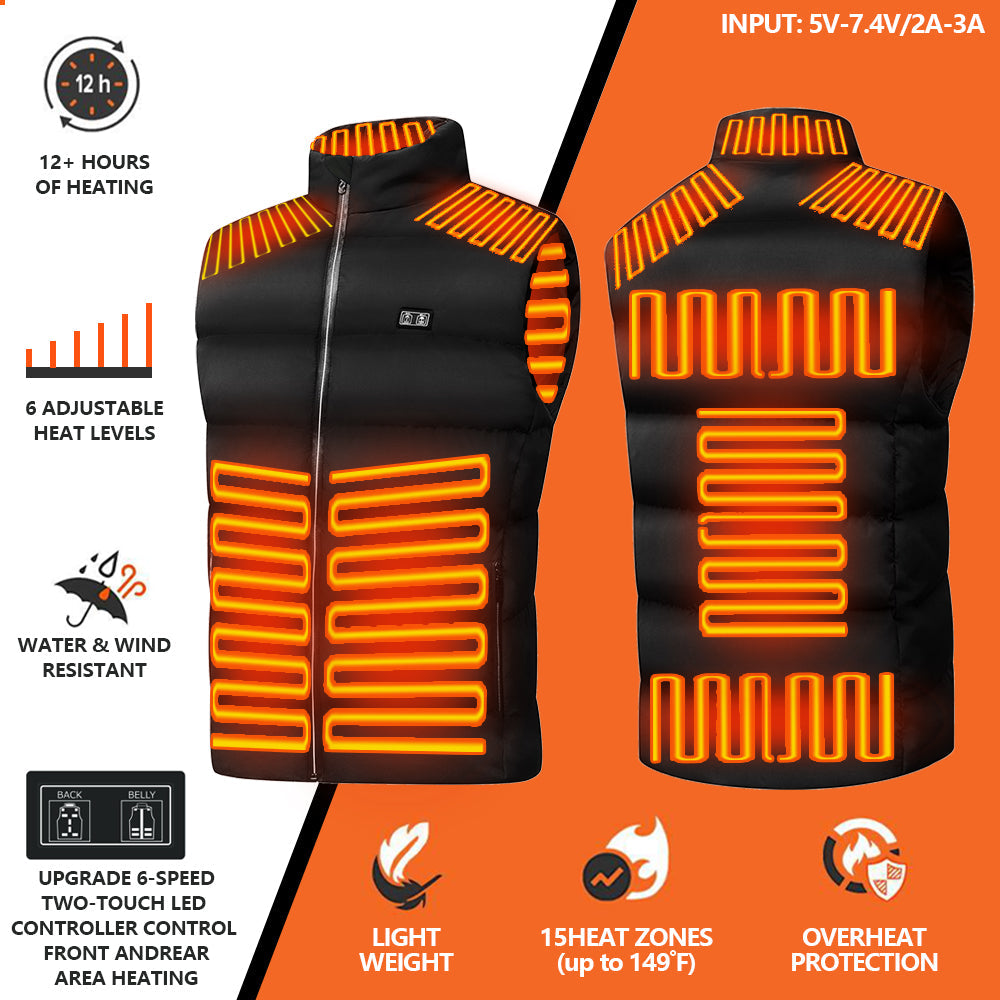Layla™ - Versione Aggiornata Controller LED per Gilet Riscaldato a Due Tasti con 15 Zone di Calore