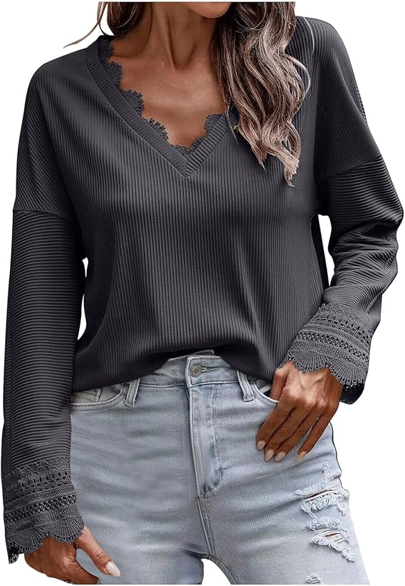 Olivia™ - Maglione lavorato a maglia con scollo a V e maniche lunghe