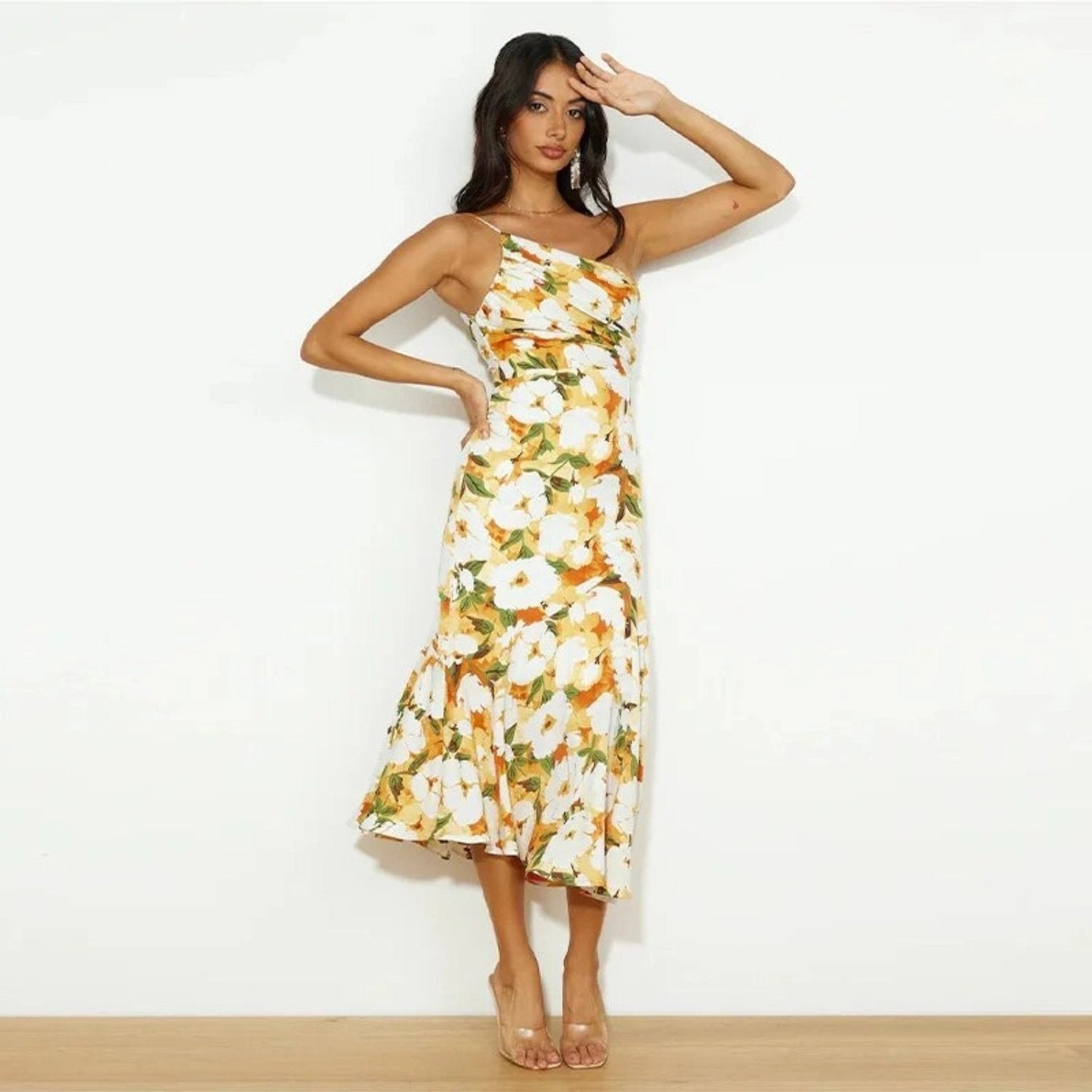 Viktoria™ | Abito Maxy Asimmetrico con Stampa Floreale