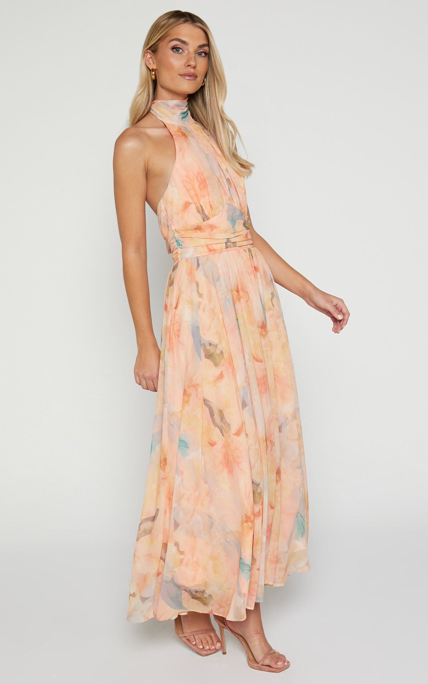 Joli™ | Maxidress con Scollo Halter e Motivo Acquerello