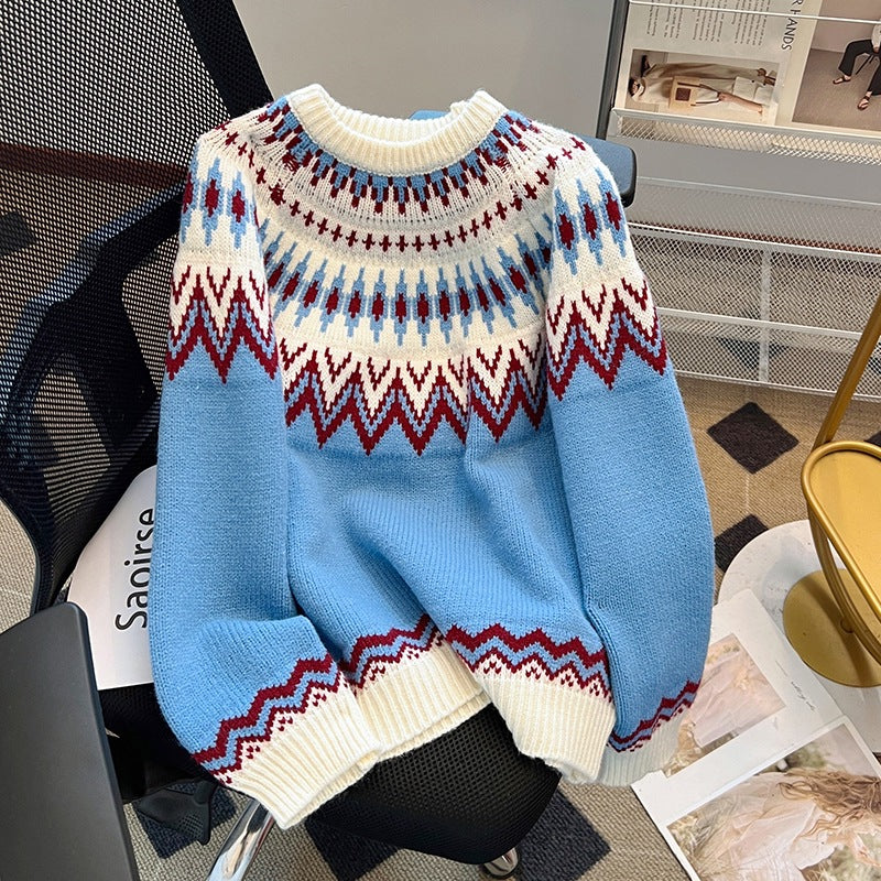 Pullover in Maglia con Motivo Nordico