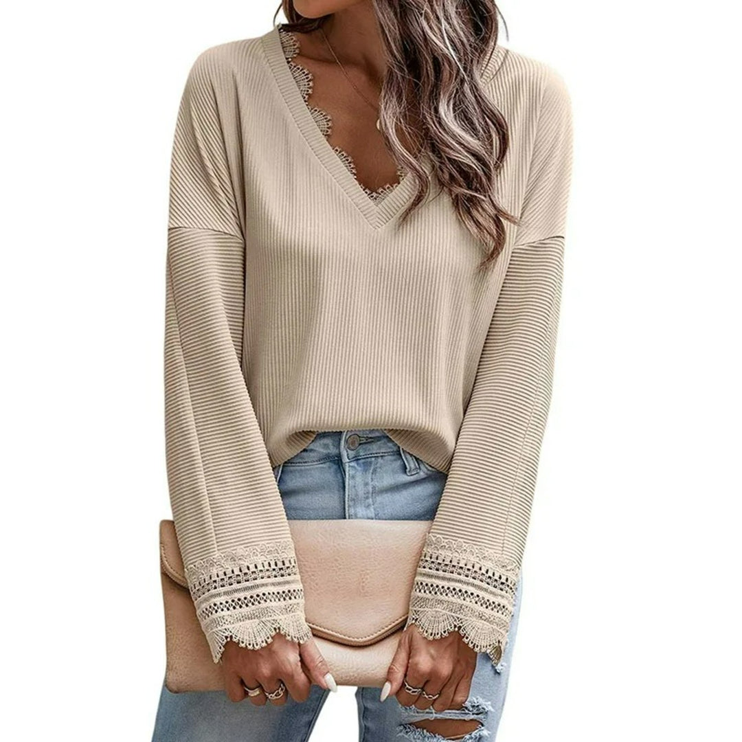 Olivia™ - Maglione lavorato a maglia con scollo a V e maniche lunghe