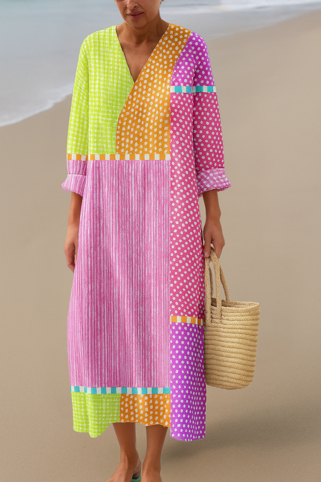 Abito Patchwork Colorato – Colori Gioiosi in Flusso Artistico