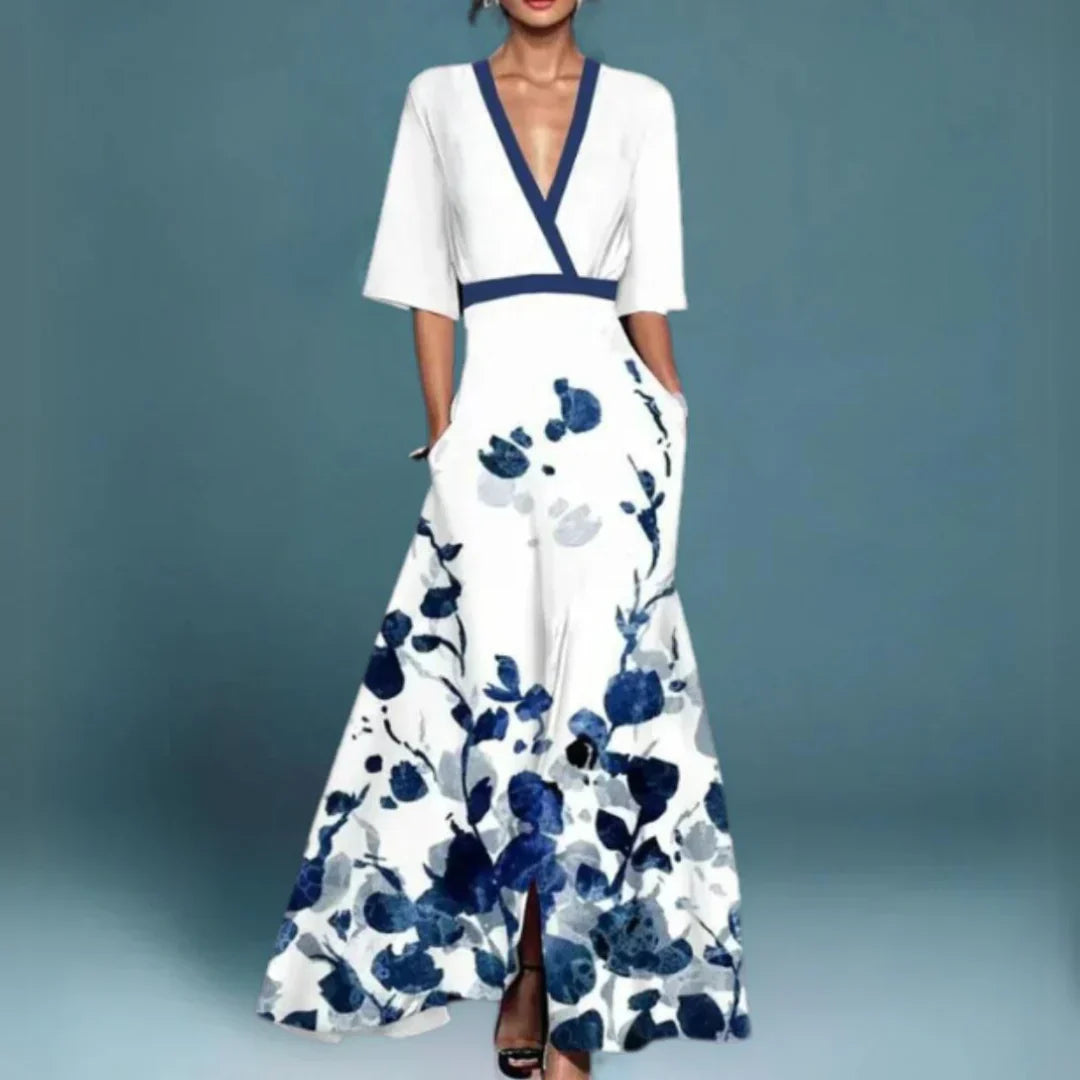 Ruby | Abito Maxy Floreale con Cintura a V