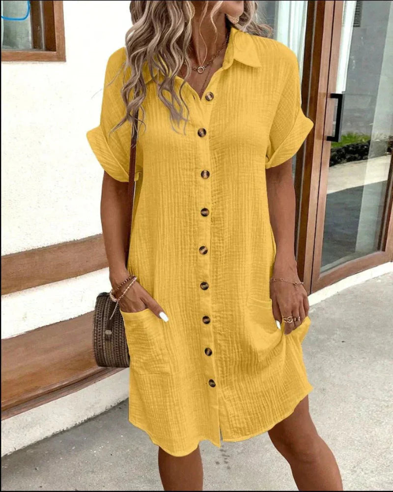 Hailey - Abito Camicia Retro in Cotone e Lino per Donna