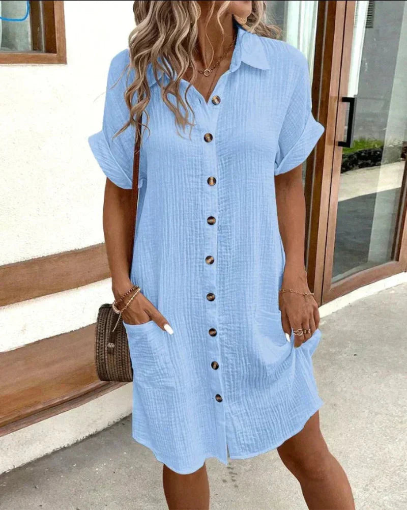 Hailey - Abito Camicia Retro in Cotone e Lino per Donna