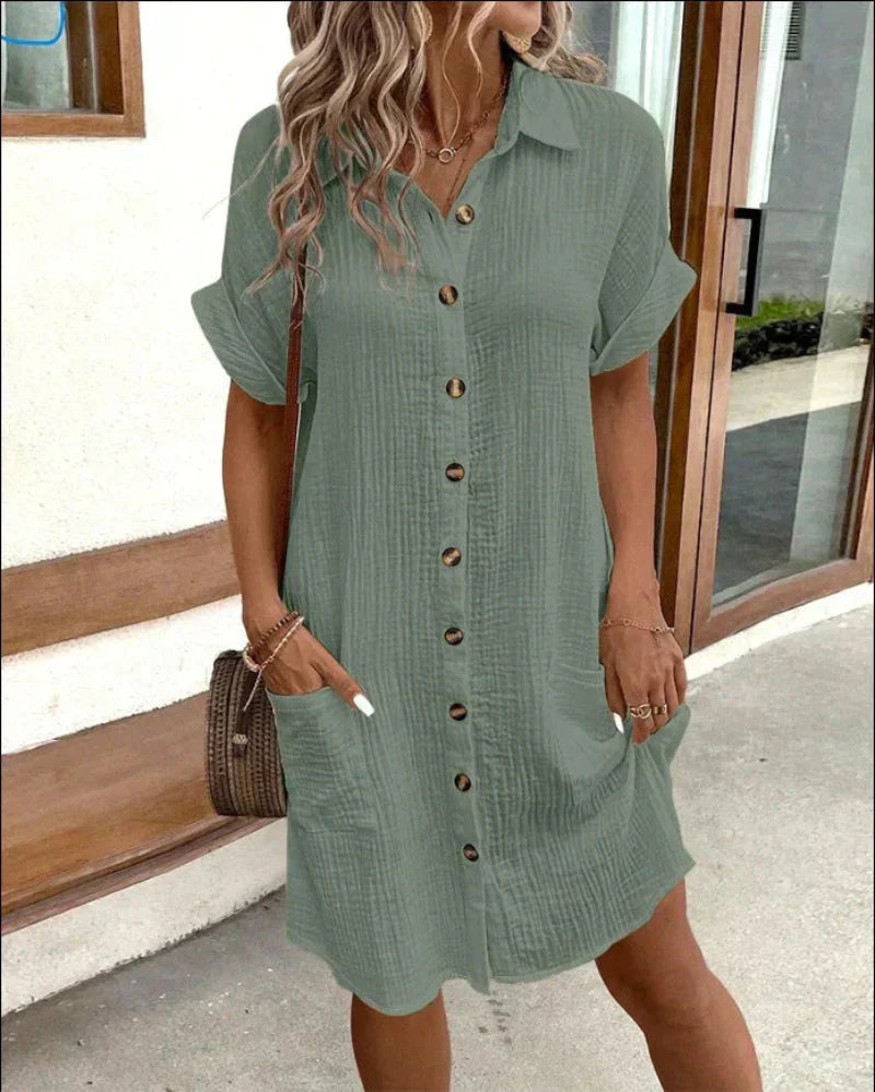 Hailey - Abito Camicia Retro in Cotone e Lino per Donna