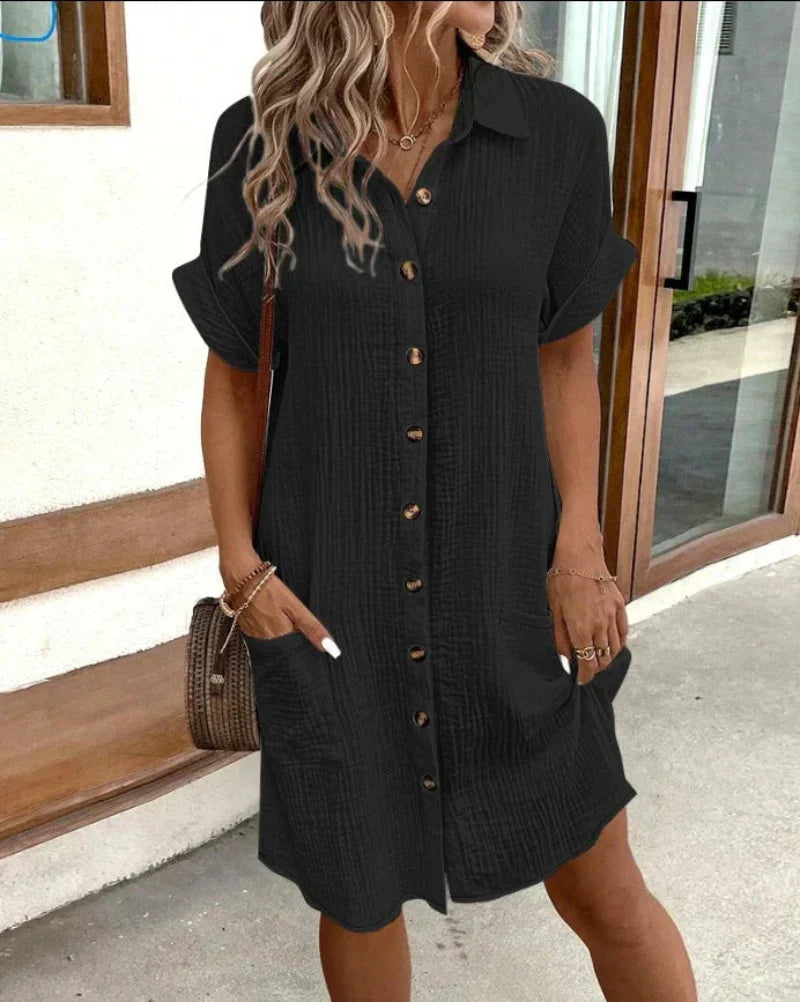 Hailey - Abito Camicia Retro in Cotone e Lino per Donna