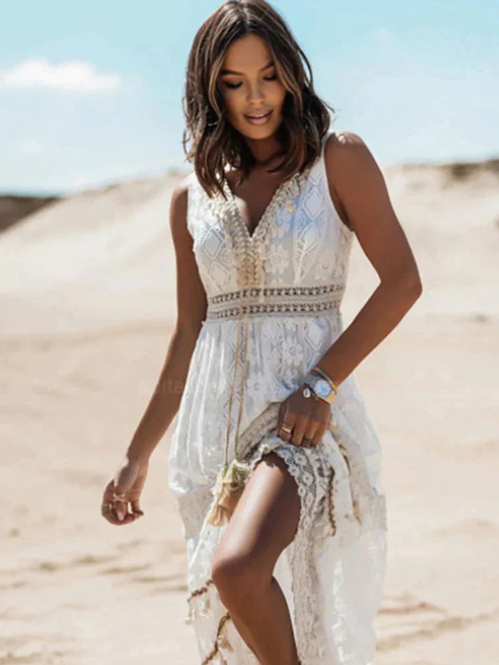 Emerson - Vestito Boho con Nastro e Frange Vintage