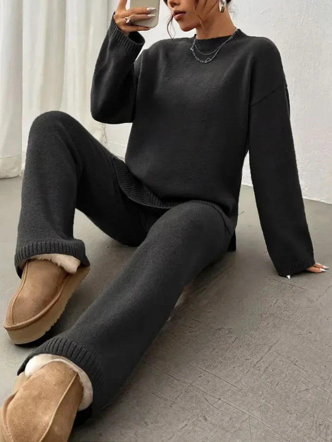 Lily™ - Completo Casual in Maglia a Coste Calde