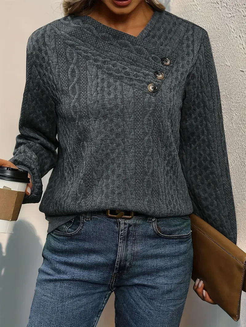 Maglione Casual a Manica Lunga con Spalla Inclinata
