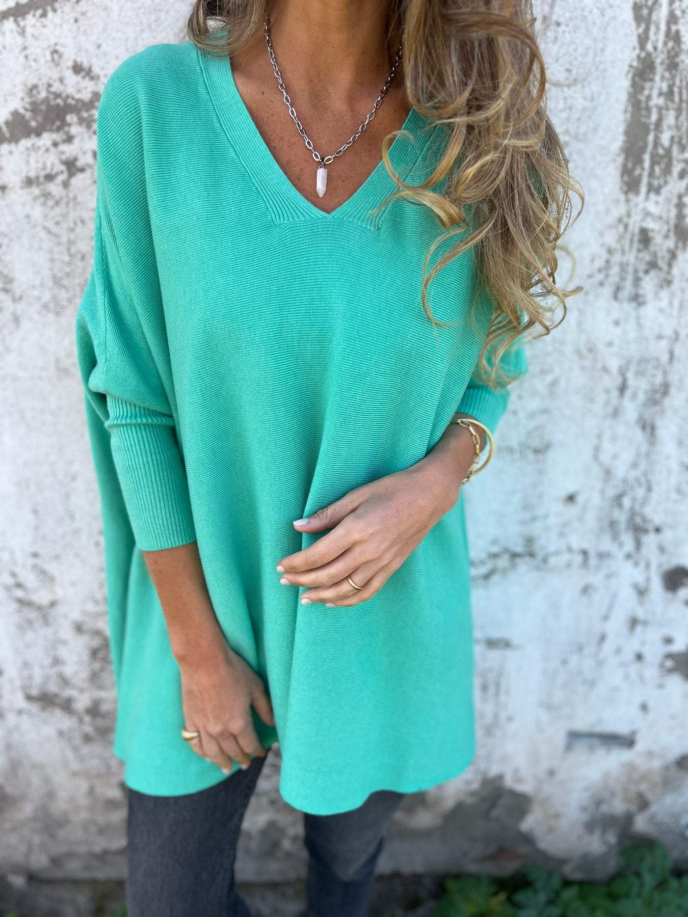 Grace™ - Maglione lavorato a maglia con scollo a V e maniche lunghe