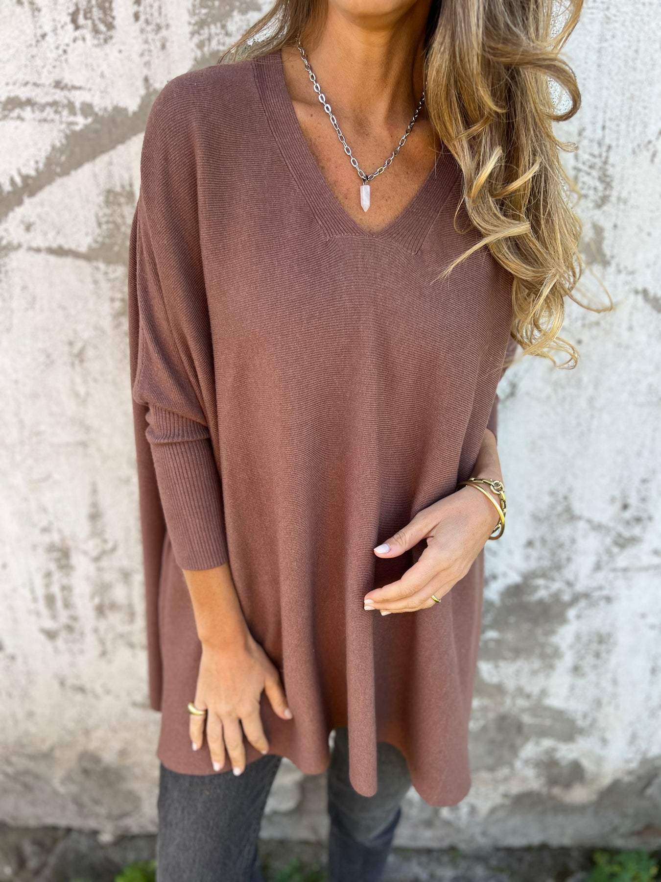 Grace™ - Maglione lavorato a maglia con scollo a V e maniche lunghe