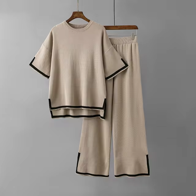 Charlotte™ - Elegante Set Co-Ord in Seta Ghiacciata a Maniche Corte