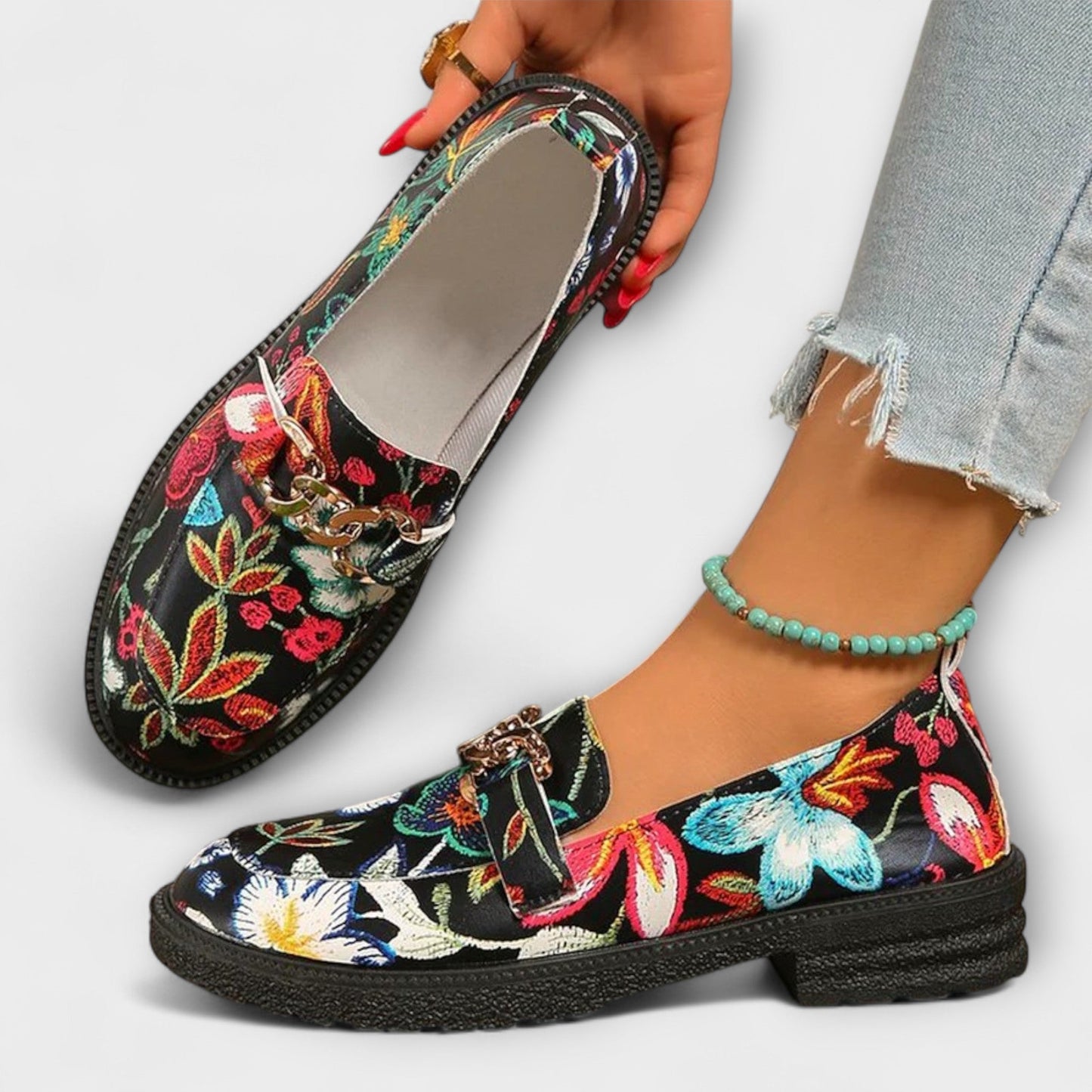 Orla – Mocassini Multicolore con Motivo Floreale