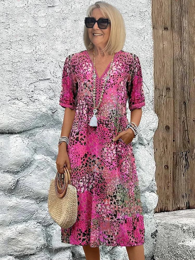 Danielle - Vestito Midi Vibrante da Donna con Tasche
