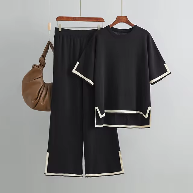 Charlotte™ - Elegante Set Co-Ord in Seta Ghiacciata a Maniche Corte