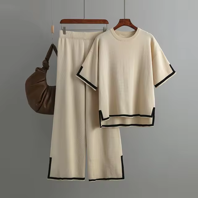 Charlotte™ - Elegante Set Co-Ord in Seta Ghiacciata a Maniche Corte