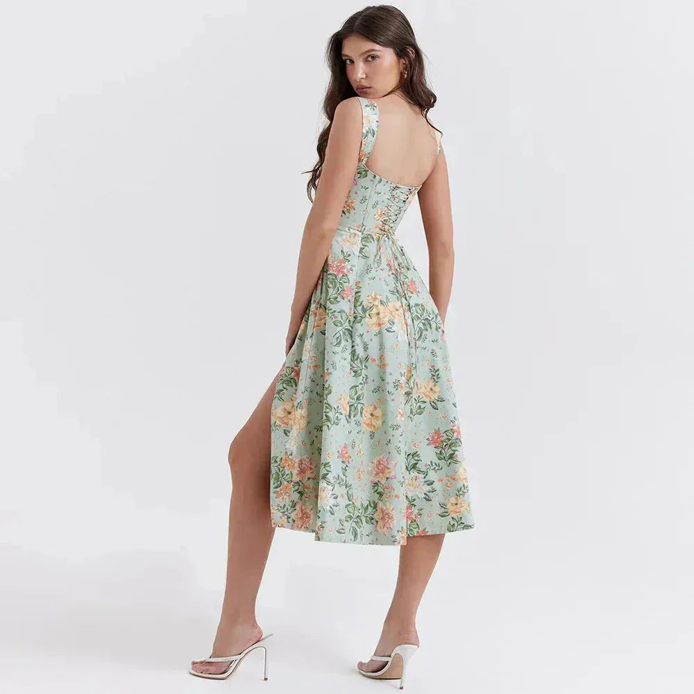 Freya™ | Vestito Midi con Corsetto Floreale