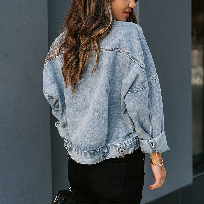 Patchwork™ | Giacca in Denim Con Stampa Leopardata