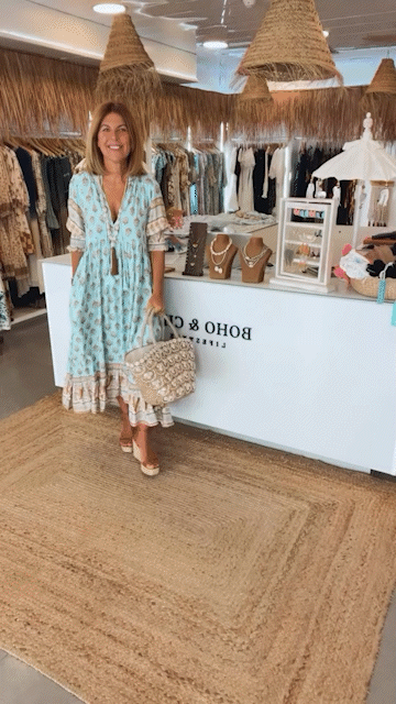Jasmine - Abito Maxi Boho con Maniche a Lanterna Lunghe e Relax