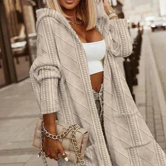 Jelone - Cardigan con Cappuccio a Lunghezza Estesa