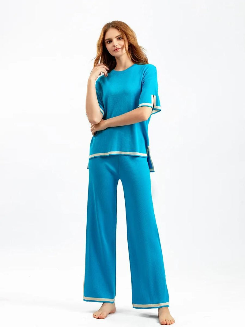 Charlotte™ - Elegante Set Co-Ord in Seta Ghiacciata a Maniche Corte