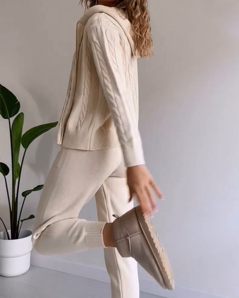 Ania - Set di due pezzi casual in jacquard twist