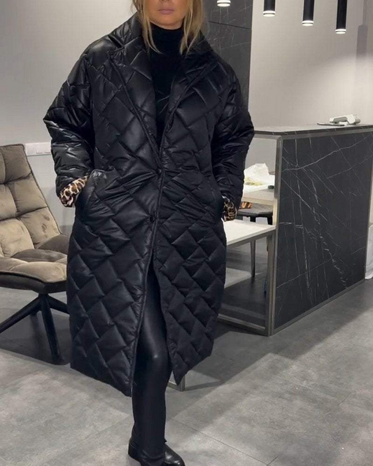 DIASY - Collo Rilassato Cappotto di Cotone di Lunghezza Media