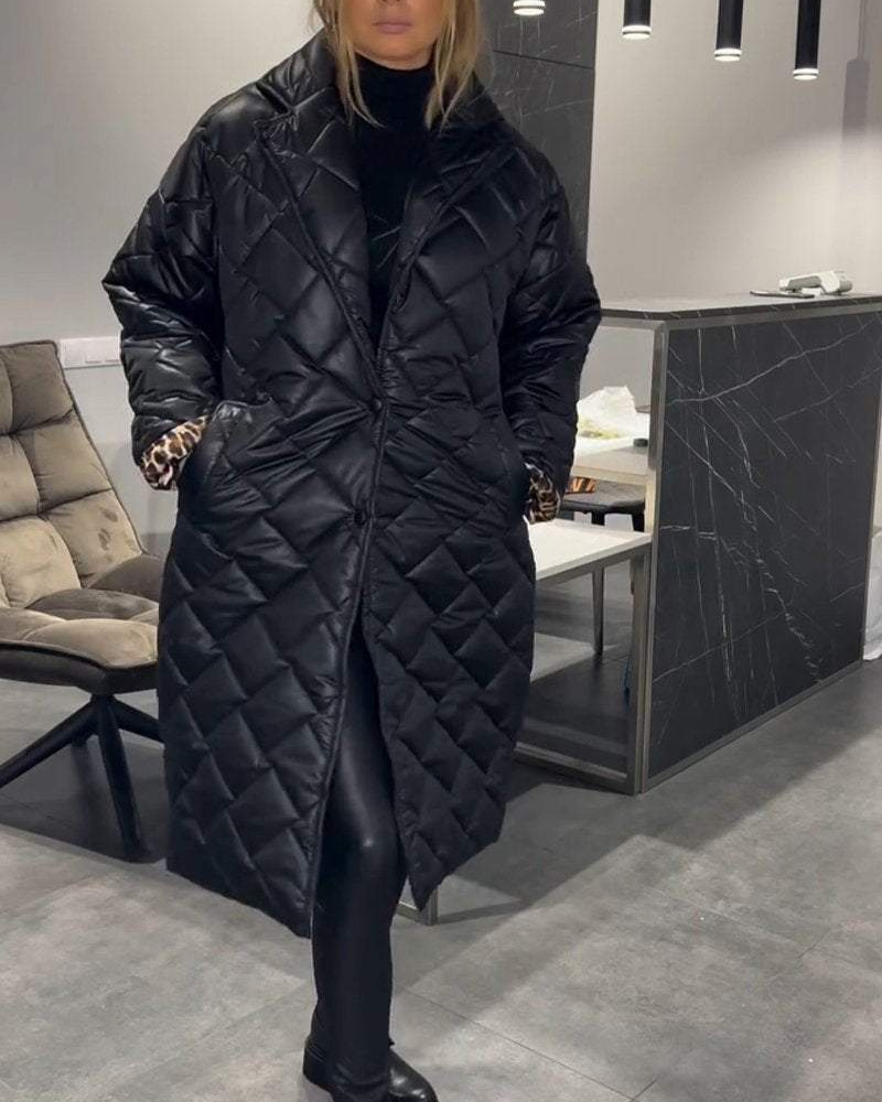 DIASY - Collo Relaxed Cappotto di Cotone di Lunghezza Media