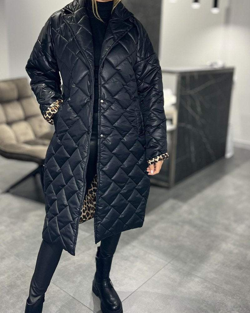 DIASY - Collo Relaxed Cappotto di Cotone di Lunghezza Media