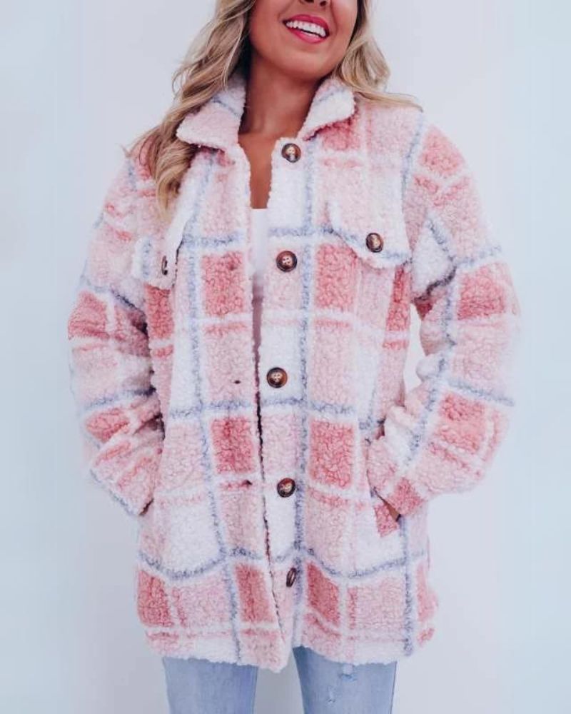 ELINARA - Giacca in Fleece a Quadri