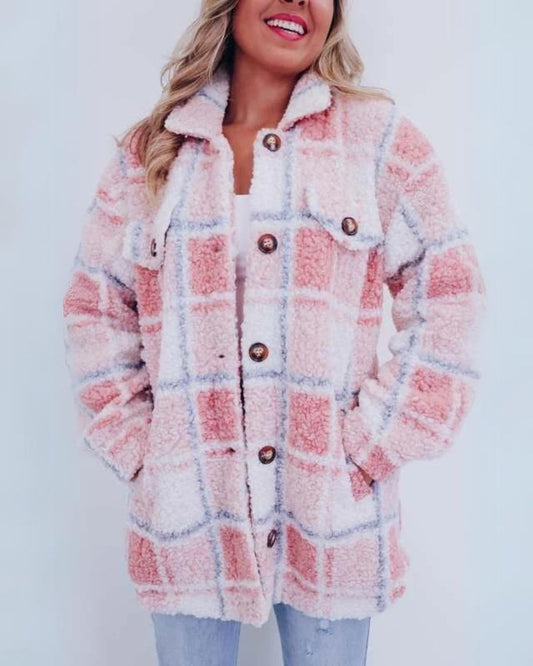 ELINARA - Giacca in Fleece a Quadri