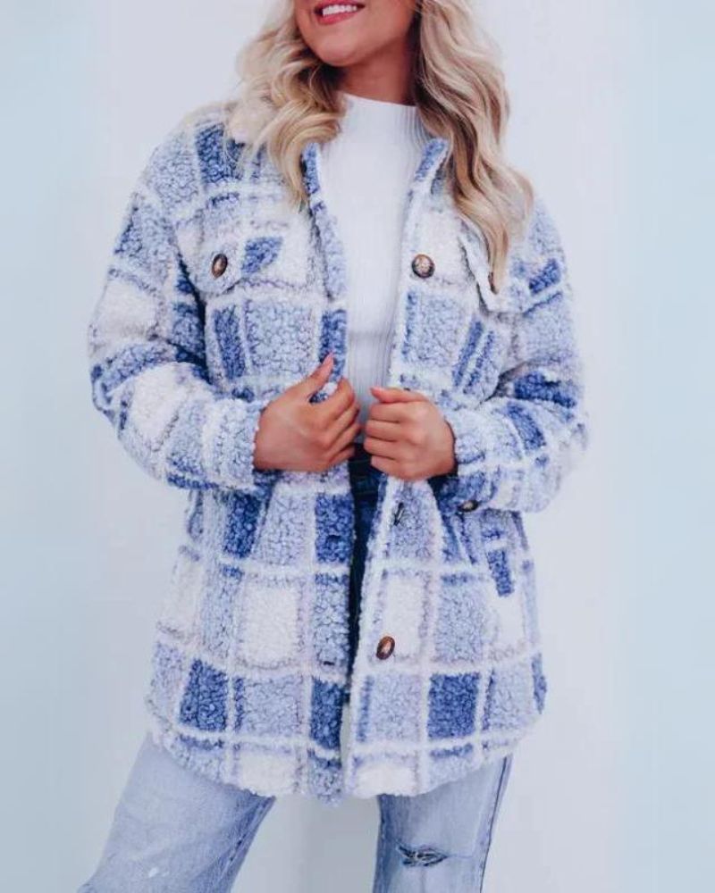 ELINARA - Giacca in Fleece a Quadri