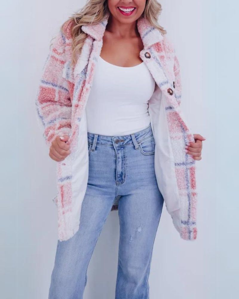 ELINARA - Giacca in Fleece a Quadri