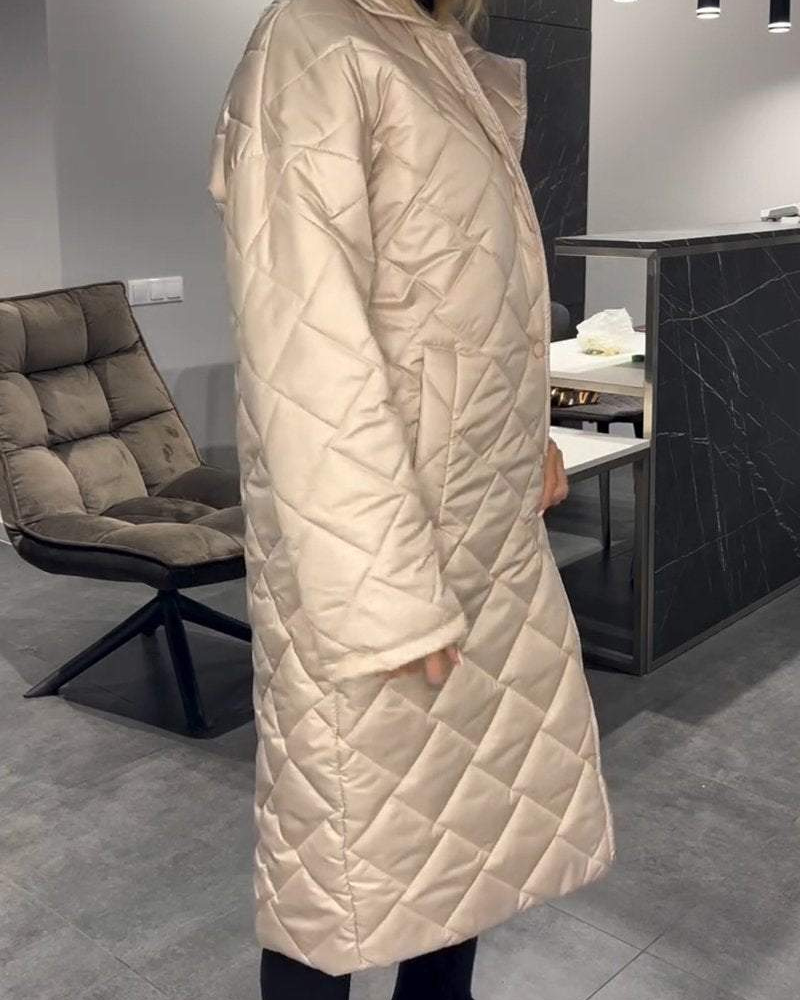 DIASY - Collo Relaxed Cappotto di Cotone di Lunghezza Media