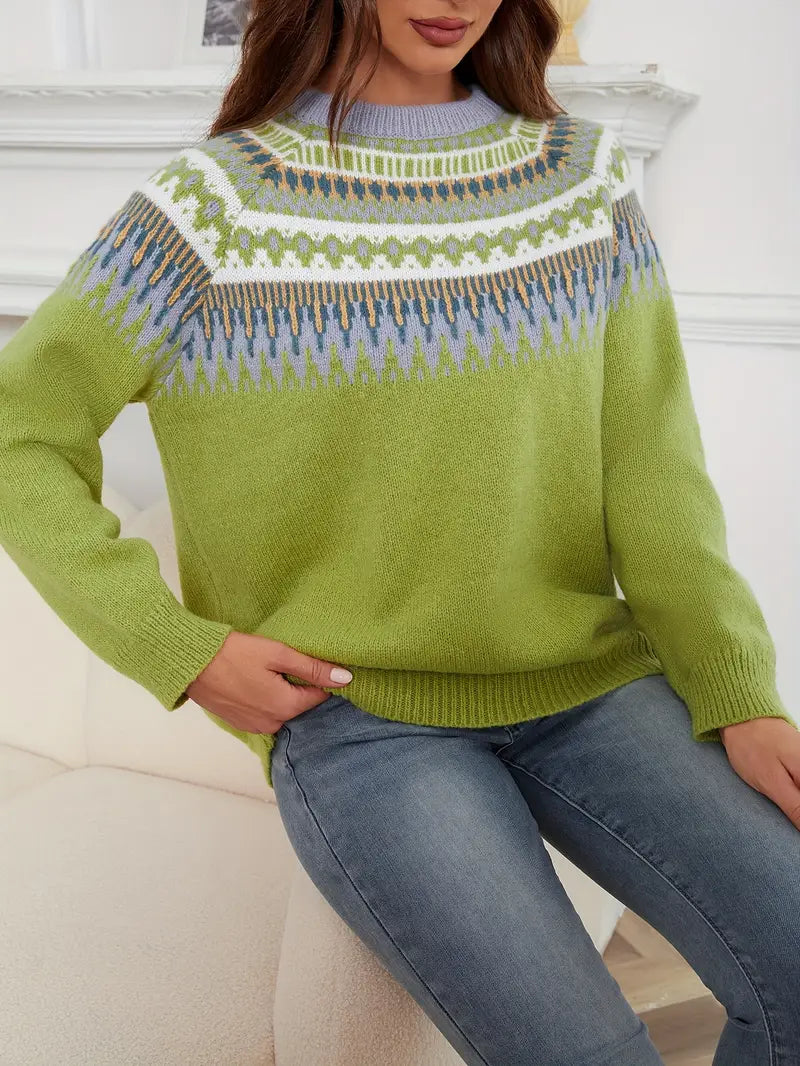 Maglione con Motivo Geometrico Bold in Stile Retro