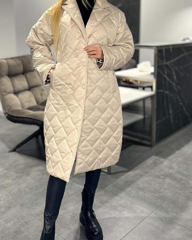 DIASY - Collo Relaxed Cappotto di Cotone di Lunghezza Media