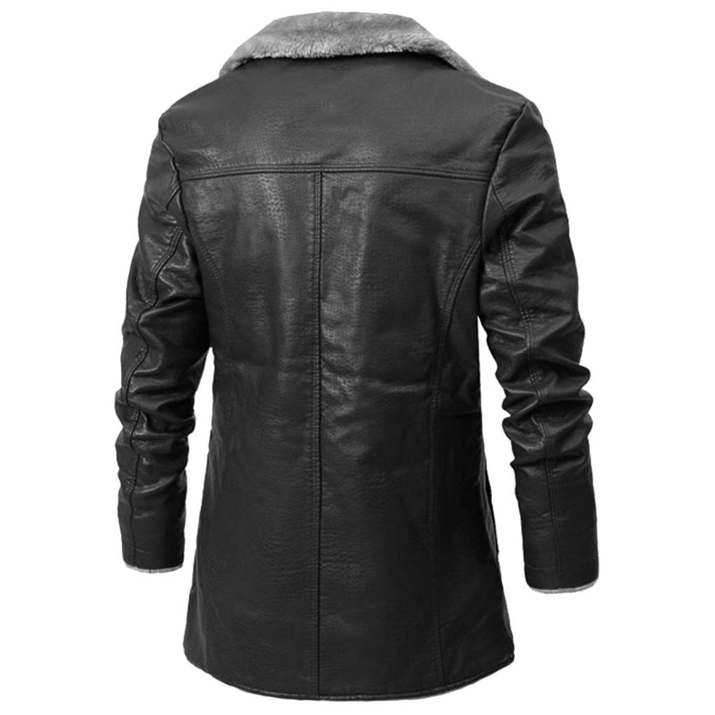 Cappotto con Collo a Revers in Pelliccia Sintetica e Chiusura a Bottone
