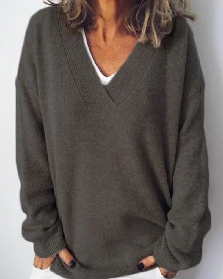 Monika - Pullover in Cashmere con Scollo a V