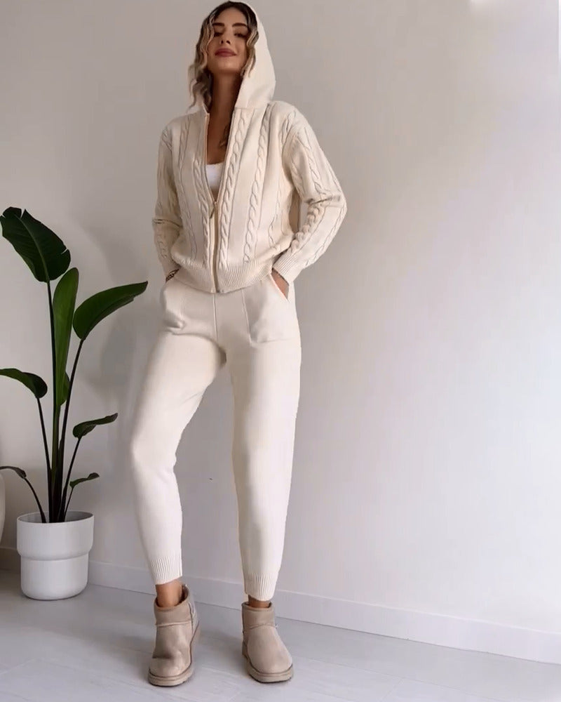 Ania - Set di due pezzi casual in jacquard twist