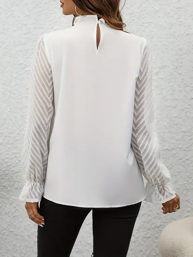 Kolbrun™ | Top Elegante Plissettato con Maniche in Rete