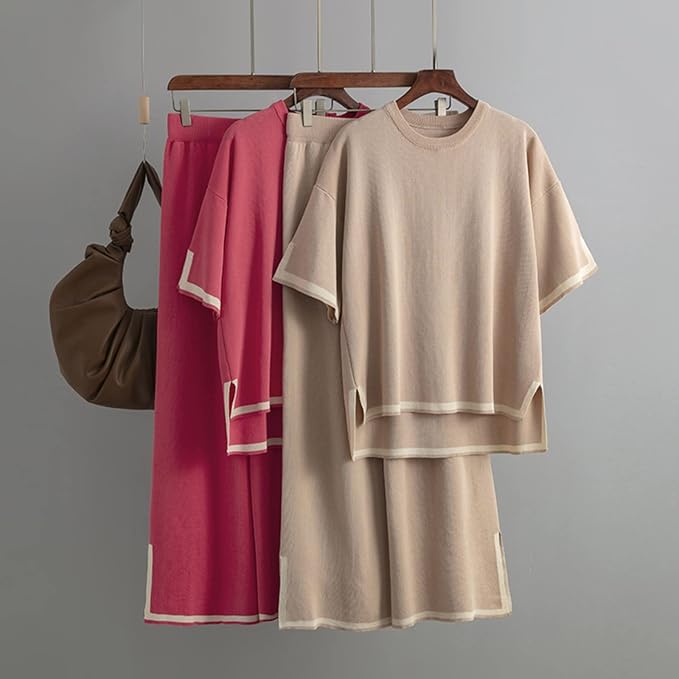 Charlotte™ - Elegante Set Co-Ord in Seta Ghiacciata a Maniche Corte
